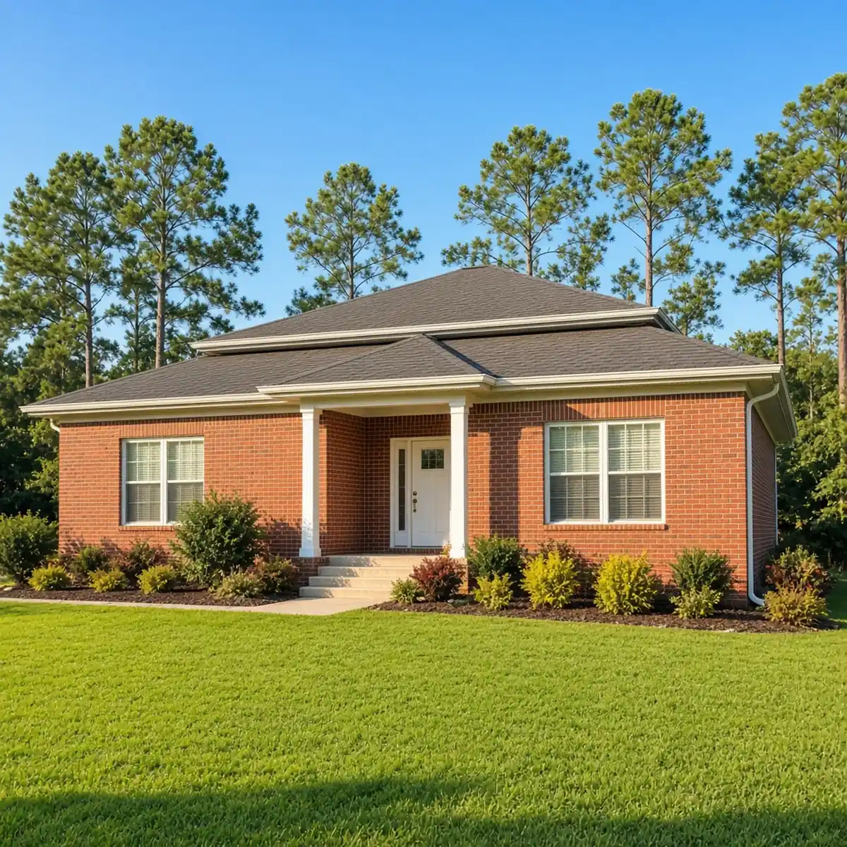 Newnan GA home exterior with gutters